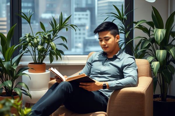 Professional cultivating work life balance in a peaceful environment